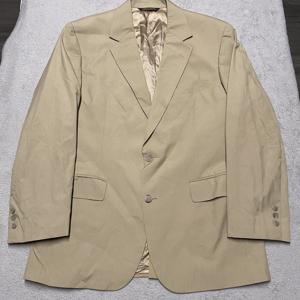 Vintage‎ Brooks Brothers Blazer Mens 41R Khaki Cotton Blend Blazer USA Preppy